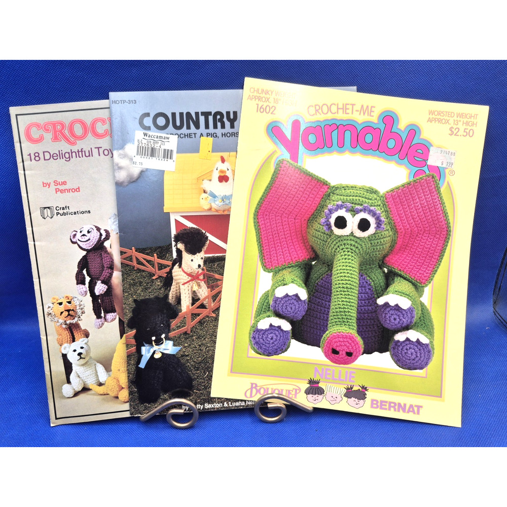 Lot of 3 Vintage Crochet Animal Booklets